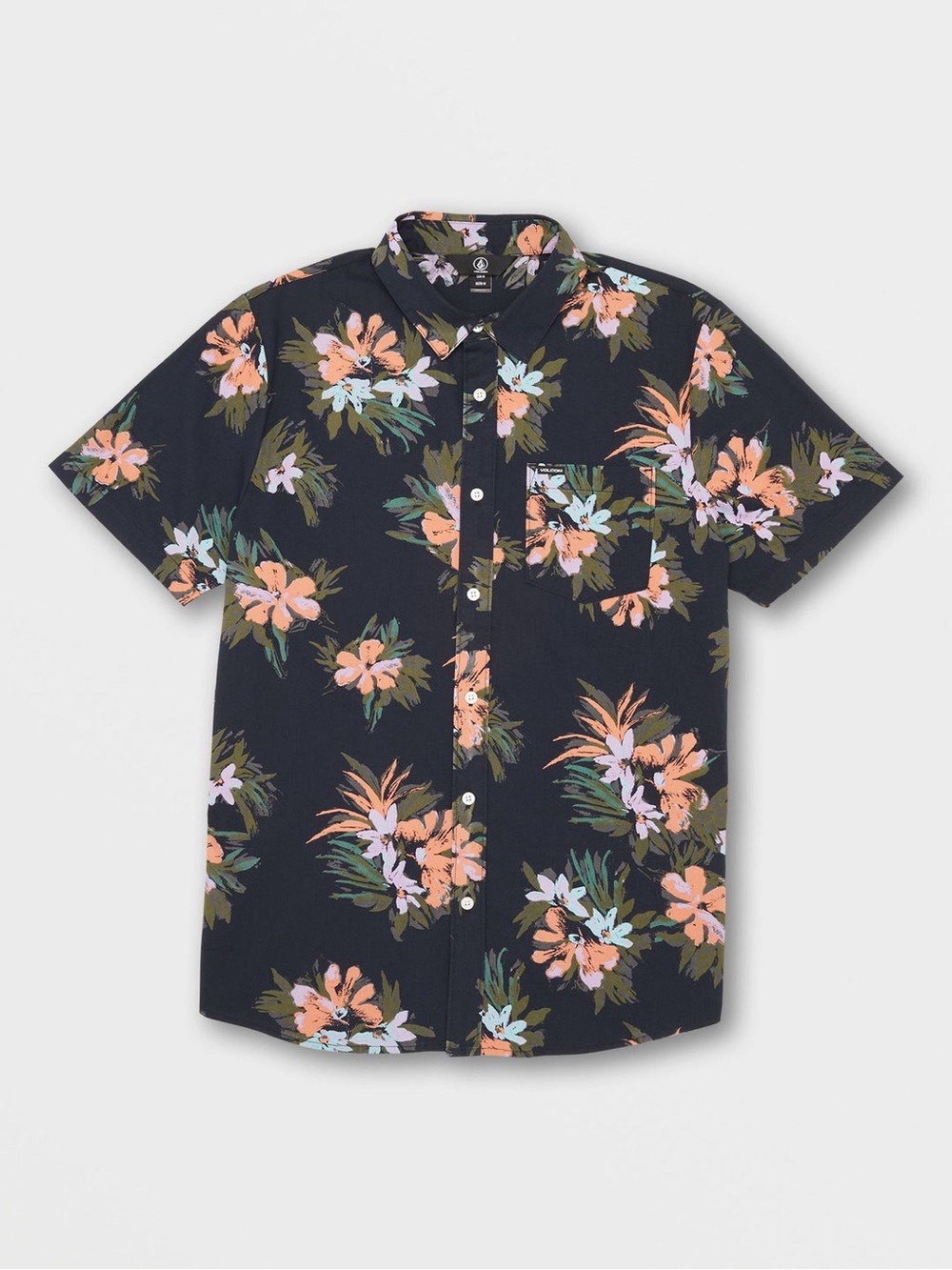 Volcom Navy Floral Short-Sleeve Button-Down Shirt